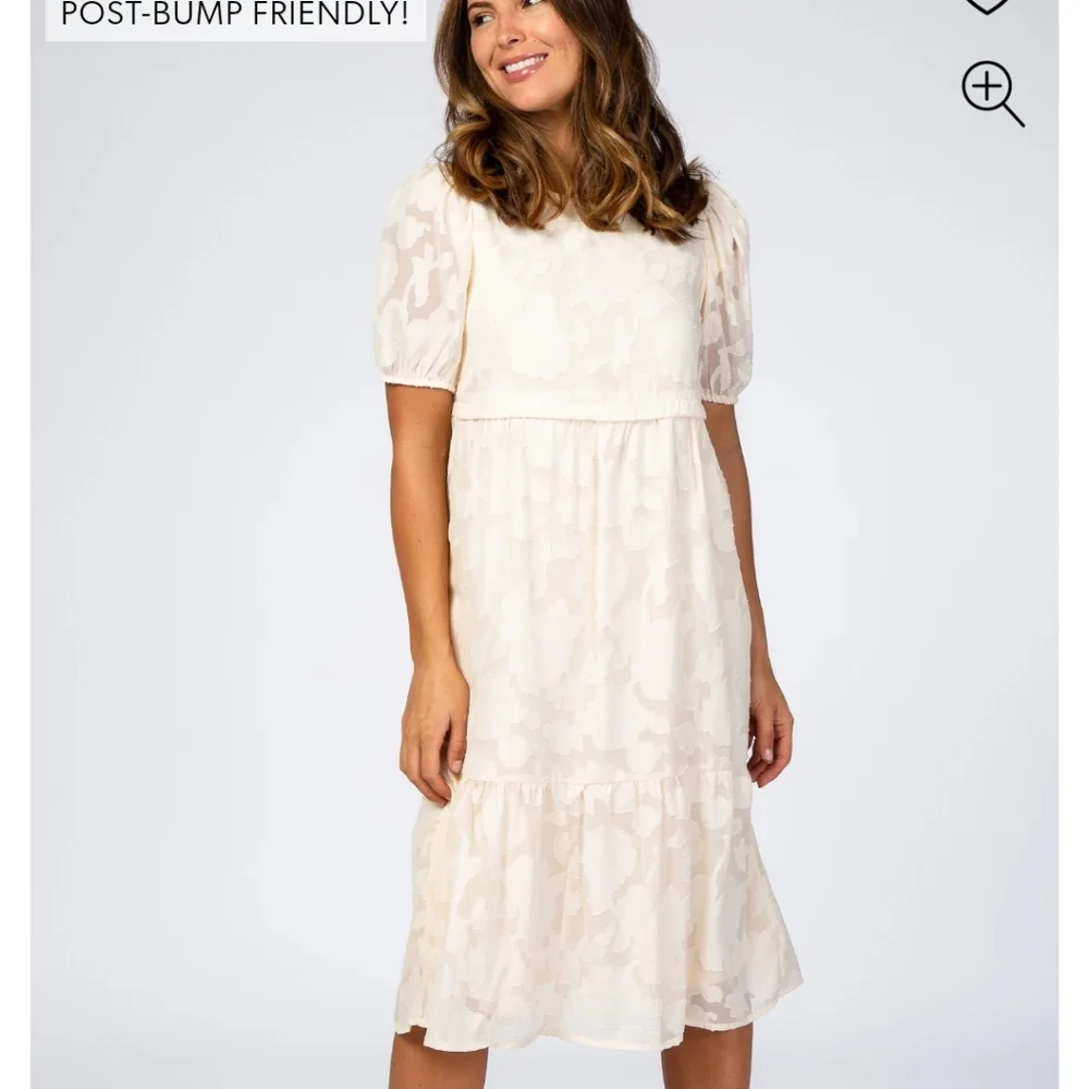 NWT Cream Flocked Floral Maternity Nursing Dress Size 1XL - Picture 6 of 9